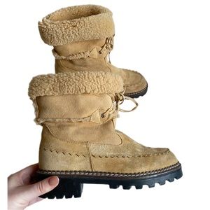 Blondo Vintage Tan Suede Shearling Lined Winter Snow Boots